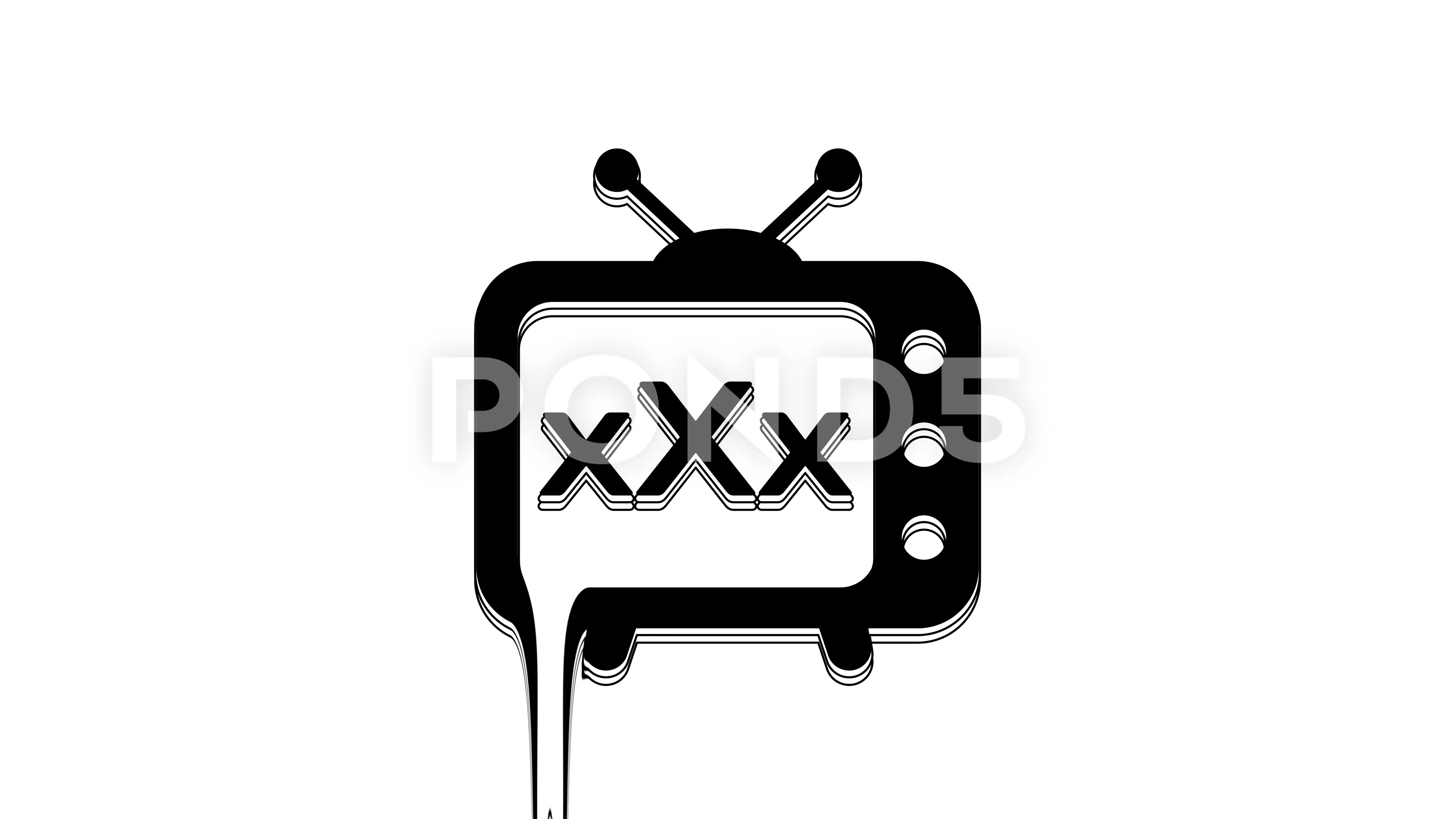 Black Sex tv old television icon isolated on white background. Age  restriction