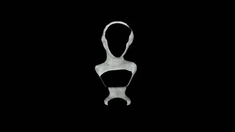 A black shadow falls on a white antique bust, spreads over it like thick paint Stock Footage 152640593