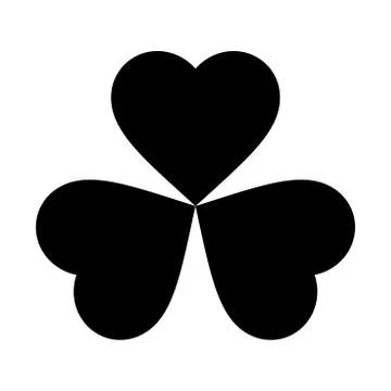 Black shamrock three leaf vector silhouette Stock Illustration
