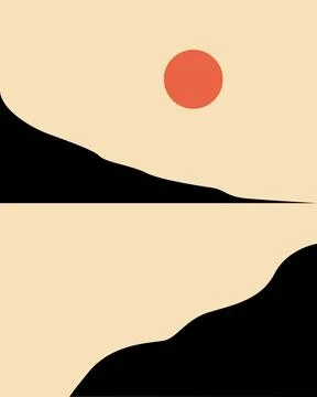 Black shapes echo distant hills and valleys 库存插图