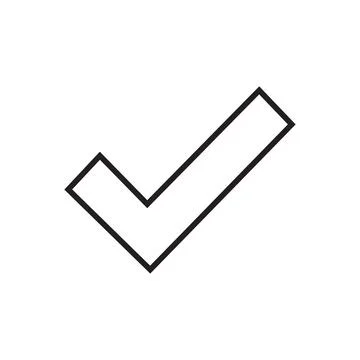 Black Sharp Check Mark Vector Outline Icon イラスト素材