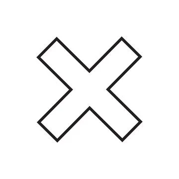 Black Sharp Cross Mark Vector Outline Icon Stock Illustration