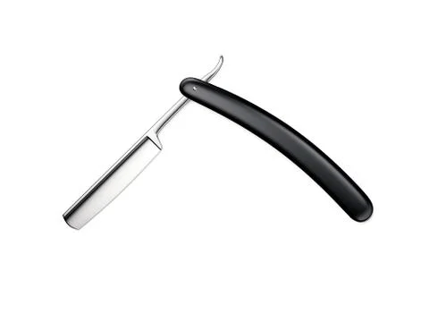 Black sharp straight razor. 3d rendering Stock Photos