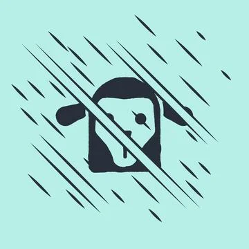 Black Sheep head icon isolated on green background. Animal symbol. Glitch style Illustration