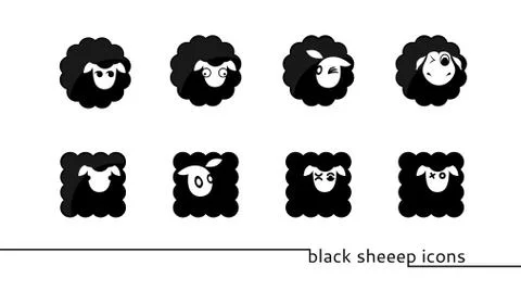 Black sheep icons Stock Illustration