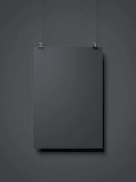 Black sheet of paper hanging. 3d rendering Stock Illustration