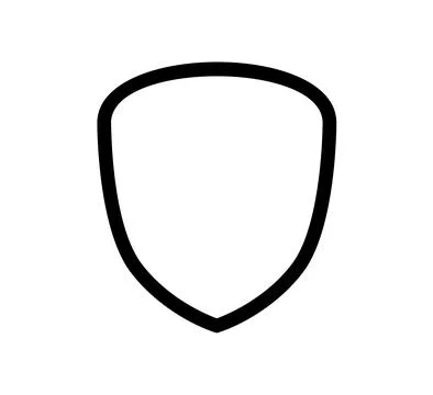 Black Shield frame Logo. Vector template outline Sign of Protection, Guard and Stock Illustration