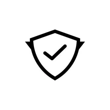 Black Shield Icon with Check mark Symbol of Verified Security and Trust Stock Illustration