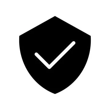 Black Shield Icon with Checkmark for Security and Protection Concepts Stock Illustration