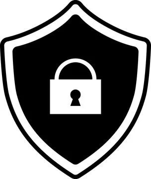 Black Shield with Padlock Icon Vector Design Stock Illustration