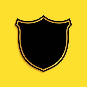 Black Shield security icon isolated on yellow background. Protection, safety 스톡 일러스트