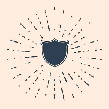 Black Shield security icon isolated on beige background. Protection, safety Stock Illustration