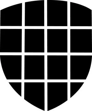 Black shield with square grid pattern Stock Illustration