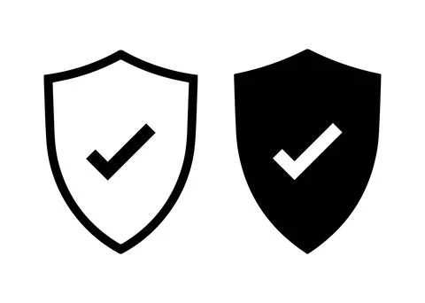Black Shield Verified Badge Icon Check Mark Vector Illustration Stock Illustration