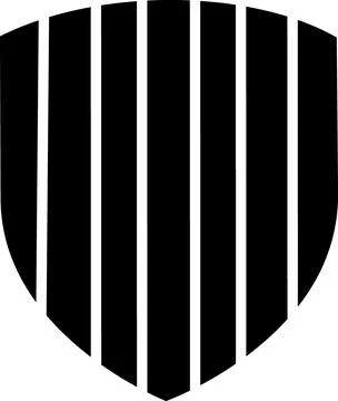 Black shield with vertical stripe pattern Stock Illustration