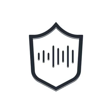 Black Shield voice recognition icon isolated on white background. Voice bio.. Stock Illustration