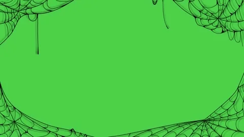 Black shilhoutte spider web on green screen background. spider wave animation Stock Footage 322570296