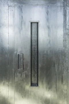 Black shiny elevator door, construction Stock Photos