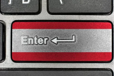Black shiny keyboard closeup, focus on the Enter key Austria flag Stock Illustration