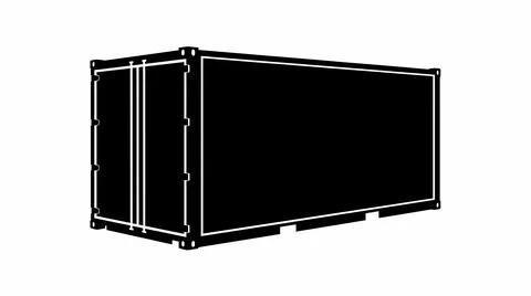 Black Shipping Container Vector Illustration Ilustração Stock