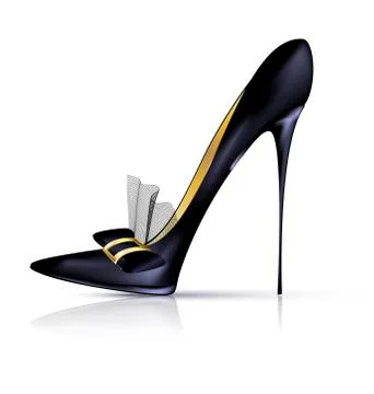 Black shoe with bow Stock Illustration