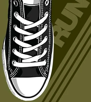 Black shoes on a red background Stock Illustration