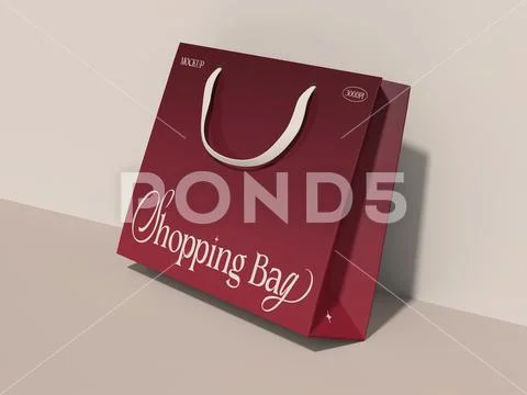 Black shopping bag mockup isolated on white background. 3D rendering PSD Template