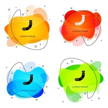 Black Shrimp icon isolated on white background. Abstract banner with liquid.. Stock Illustration