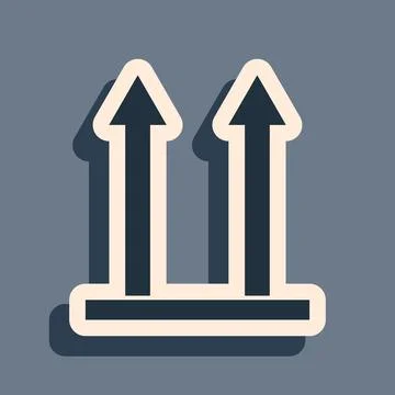 Black This side up icon isolated on grey background. Two arrows indicating top Stock Illustration