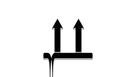 Black This side up icon isolated on white background. Two arrows indicating top Stock Footage 233803196