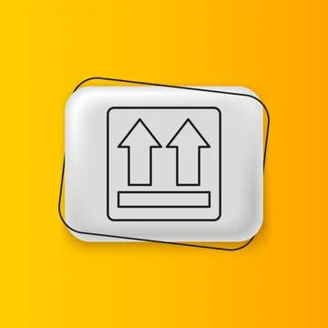 Black This side up icon isolated on yellow background. Two arrows indicatin.. Stock Illustration