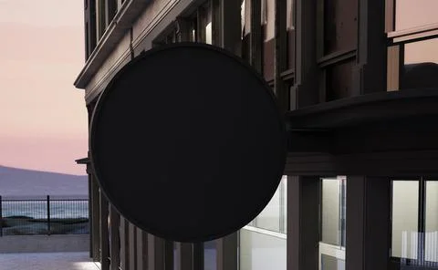 Black sign on building facade Stock Illustration