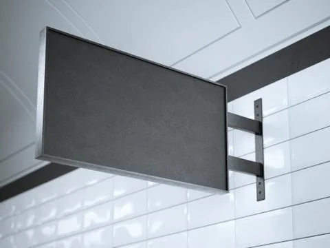 Black signboard on a wall . 3d rendering 库存插图