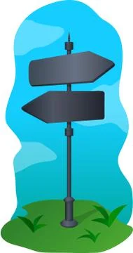Black signpost with two arrows Stock Illustration