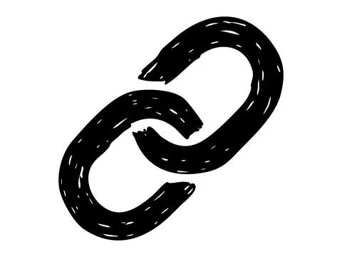 Black silhouette of abstract broken chain link, isolated on white background Stock Illustration