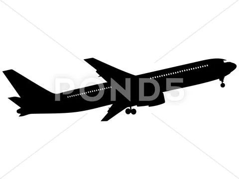 Black silhouette of an airplane Stock Illustration