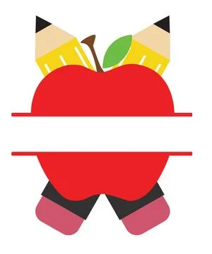A black silhouette of an apple features a stem, leaf, and a wide horizontal l 库存插图