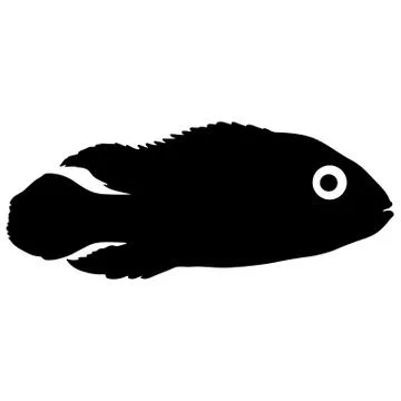Black silhouette of aquarium fish on white background Stock Illustration