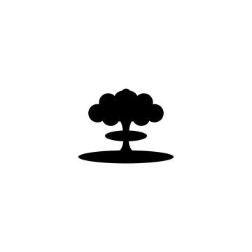 Black silhouette of atomic bomb explosion mushroom cloud Illustrazione stock