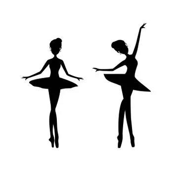 Black silhouette ballerina, ballet dancer vector illustration. Stock Illustration