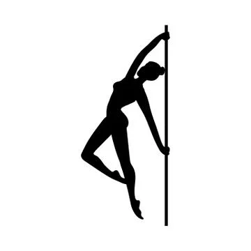 Black silhouette of beautiful female pole dancer a vector isolated illustration Stock Illustration