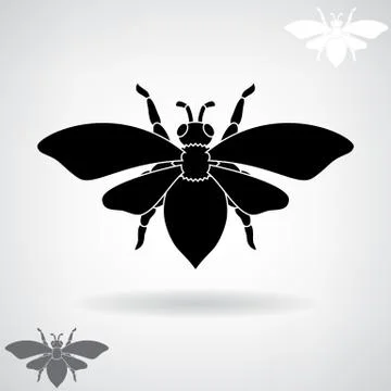 Black silhouette of the bee. Stock Illustration