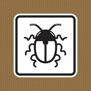 Black Silhouette of a Beetle in a Square Frame on a Brown Background Stock Illustration