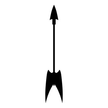 Black silhouette of a bow arrow with a sharp tip and forked tail. Stock Illustration