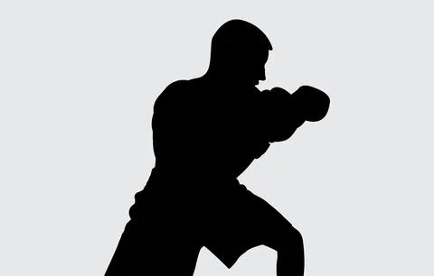 Black silhouette of a boxer on a white background Stock Illustration