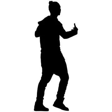 Black silhouette of a breakdancer in dynamic street dance pose isolated on .. イラスト素材