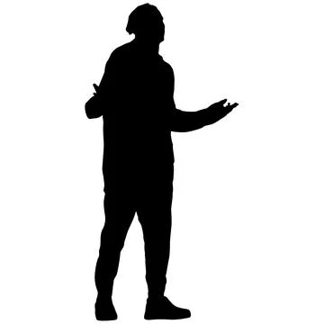Black silhouette of a breakdancer in dynamic street dance pose isolated on .. イラスト素材