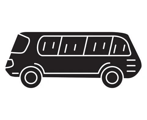 Black silhouette bus icon. Vector illustration flat style. Stock Illustration