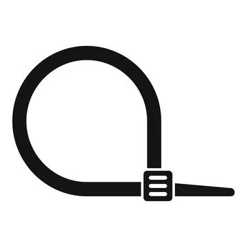 Black silhouette cable tie plastic loop fastener icon Ilustración de archivo