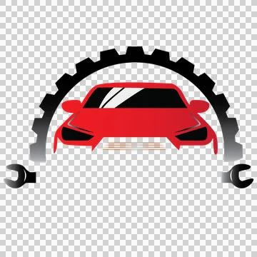 Black Silhouette Of A Car Inside Gear Arch and wrenches Stock Illustration